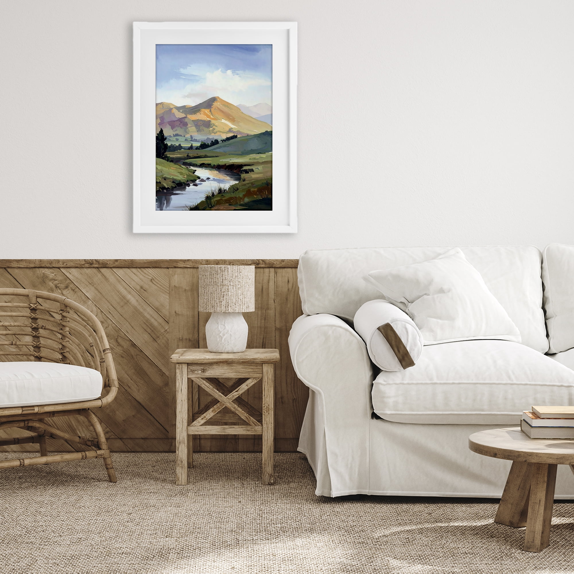 Stupell Industries Across The Valley White Framed Print Under Glass, design by Alonza Saunders