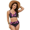 thumbnail image 5 of Women's Bikini Swimsuits High Waisted Bikini Set Textured Ruched Bathing Suits for Women Two Pice Swimsuit V Neck Twist Front Bikini Swimwear Gibobby(XXXL,Hot Pink), 5 of 9