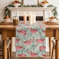 thumbnail image 2 of Table Runner - 72 Inch Long, Red Flamingo Kitchen Dining Table Runner Dresser Scarves, Summer Tropical Plants Leaves Botanical Green Farmhouse Decor for Coffee Tables Wedding Party Banquet, 2 of 8