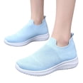 thumbnail image 4 of pwidon Sneakers for Women Easy Slip On Flyknit Breathable Hollow Mesh Walking Shoes Lightweight Cushioned Non Slip Outdoor Indoor Casual Footwear Light Blue 36, 4 of 5
