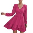 thumbnail image 3 of outfmvch pink dress for women short sleeve v neck mini dress chiffon dot flowy short dress womens dresses fall dresses, 3 of 9