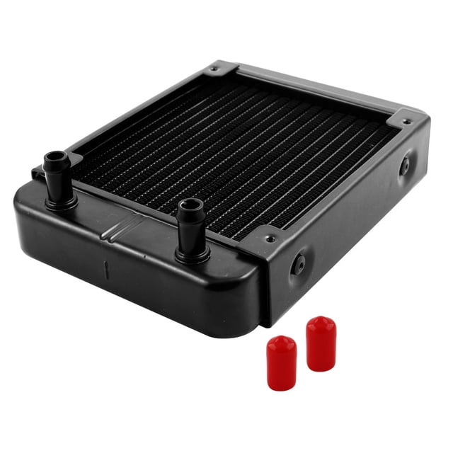 Computer Water Cooling Radiator, 18 Pipe Aluminum Heat Exchanger Radiator Liquid Cooling Heatsink 120mm for CPU PC Water Cool System Black