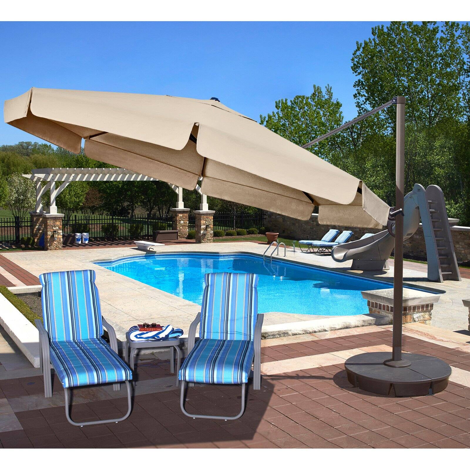 Victoria 13ft Octagonal Cantilever Umbrella with Valance - Beige