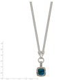thumbnail image 5 of Sterling Silver Two Tone Silver And Gold Plated Sterling Silver w/London Blue Topaz & Diamond 1in. Ext. Necklace, 5 of 5