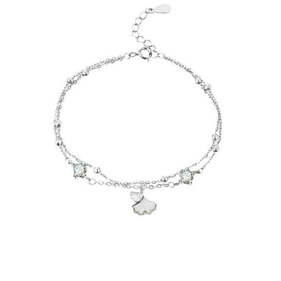Elegant Silver Four Leaf Cloth Bracelet - Symbol of Luck and Charm for Women and Girls