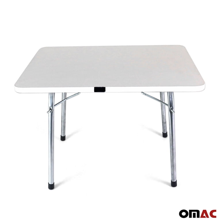 OMAC Portable Folding Table – White Camp Table For Indoor/Outdoor, BBQ, Picnic, Parties