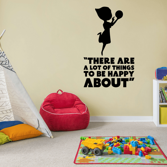 There Are A Lot Of Things To Be Happy About - Disney Movie Inside Out Character Joy Silhouette Vinyl Wall Decal Sticker Art Decoration Home Room Design Bedroom Classroom Living Room Size(10x8 inch)