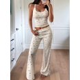 thumbnail image 6 of Women'S 2 Piece Outfits Floral Ribbed Tank Top Wide Leg Pants Set Loungewear Pj Set Color M, 6 of 7