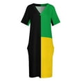 thumbnail image 3 of Jamaican Flag Solid Colours Loose Pocket Dress Party dresses summer women"s suit beach dress, 3 of 6