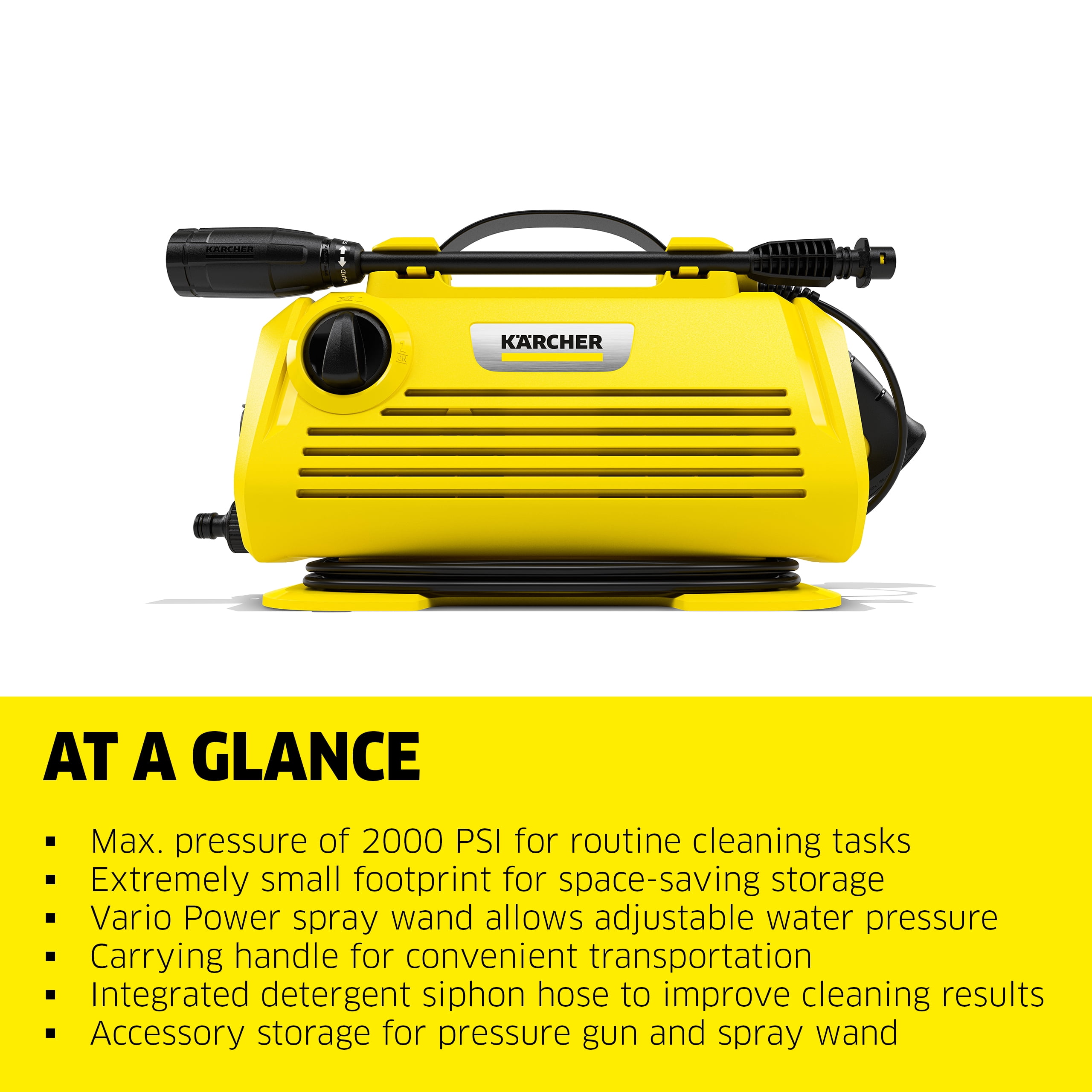 Karcher K2 Horizontal, Pressure Washer, 1700 PSI, Hose, 2 Spray Wands - 1.45 GPM