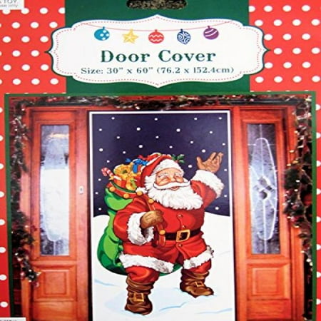 Santa With Gifts Door Cover Holiday Decoration Plastic 30x60 Inches