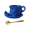 thumbnail image 3 of Taza con diseño de rostro humano, ideal para mesas, zumos, agua, té, café con leche. Azul, 3 of 9