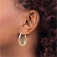 thumbnail image 3 of 10K Two-tone Textured Hinged Hoop Earrings (29x21), 3 of 5