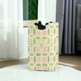 thumbnail image 6 of Yayeee Freestanding Laundry Hamper with Handle Collapsible Large Storage Basket for Clothes, Light Green Geometric, 6 of 7