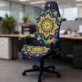 thumbnail image 5 of FUIALDOLG Stretchable Computer Desk Chair Seat Covers Green Mandala Floral Chair Cover with Armrest 4 Piece Stain Resistant Soft Fabric Chair Protective Slipcovers for Backrest and Seats for Office, 5 of 9