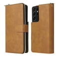 thumbnail image 2 of Feishell for Samsung Galaxy S21 Ultra (6.8 inch) Wallet Case for Women Men,Premium PU Leather Magnetic Clasp Zipper 9 Card Slots Folio Flip Holder Shockproof Purse Phone Case with Wrist Strap,Brown, 2 of 8