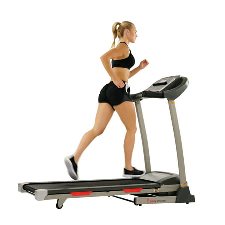 Sunny Health & Fitness Portable Treadmill with Auto Incline, LCD and Shock Absorber –