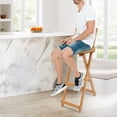 thumbnail image 3 of Folding Wood Bar Stools, Portable Bamboo 29.5" Tall Chair with Backrest and Footrest for Home, Kitchen Island, 3 of 8