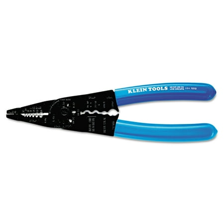 Klein Tools Long-Nosed Crimping/Stripping Tool, 8 1/4" Tool Length, Blue