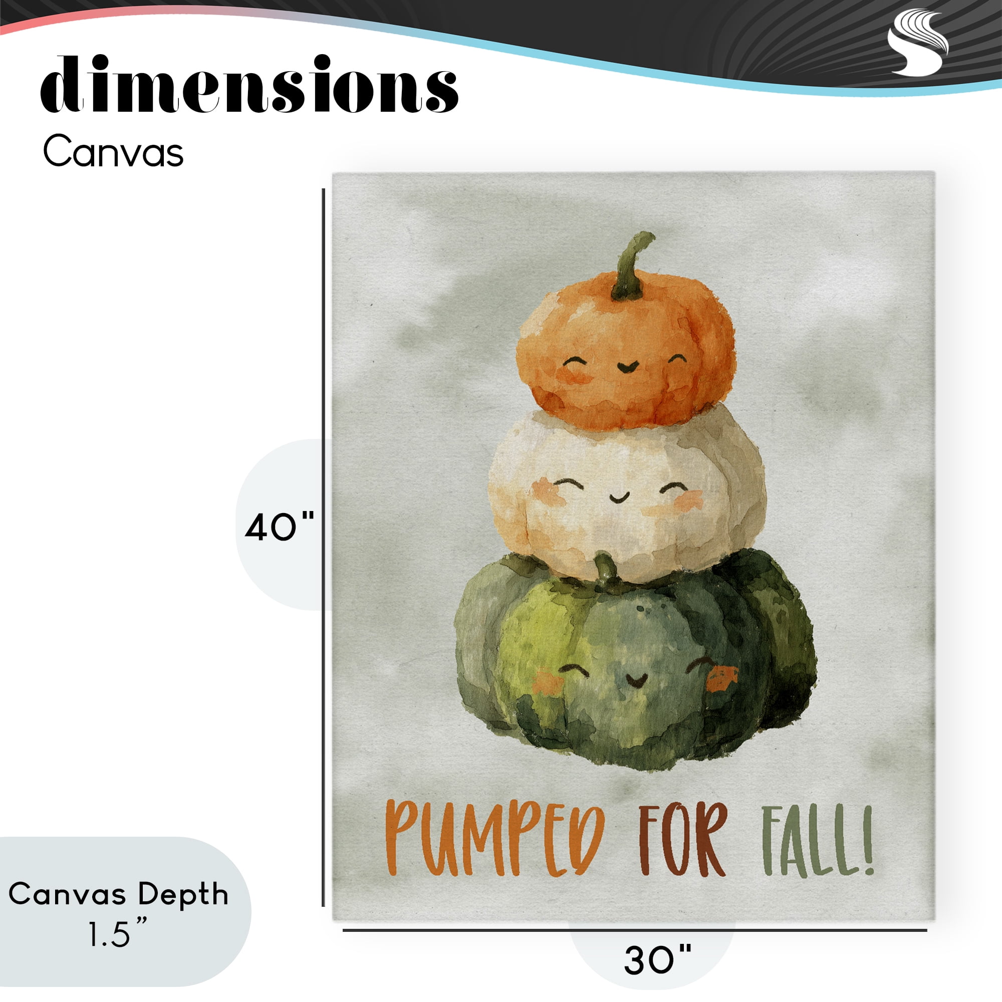 Stupell Industries Smiling Pumpkins Pumped For Fall Canvas Wall Art, design by Ziwei Li