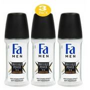 Fa Deodorant 1.7 Ounce Roll-on Invisible Power, Antiperspirant for Men - 50ml (3 Pack)