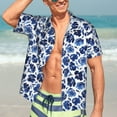 thumbnail image 7 of Fuzoiu Blue Ink Flowers Print Hawaiian Shirt for Men, Summer Beach Casual Short Sleeve Button Down Shirts, Men’s Beach Summer Shirts with Pocket,XX-Large, 7 of 7