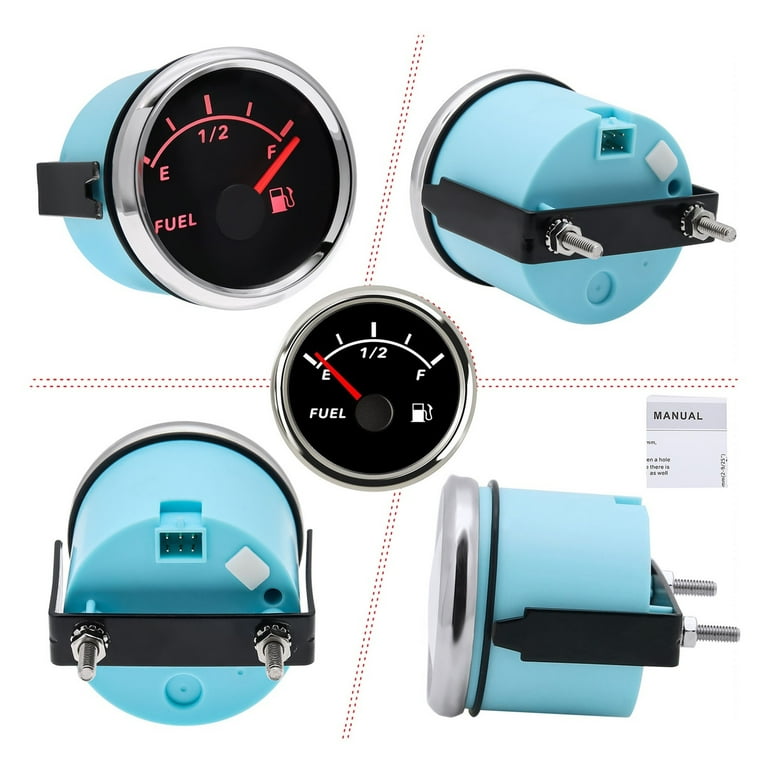 Marine Boat RV Truck Fuel Water Tank Level Sensor Sender Sending Unit 240- 33ohm With 52MM Pointer Fuel Level Meter E-1/2-F Range ,Easy to Install