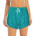 thumbnail image 2 of Goofa Blue Green Glitter Printed Women 2 in 1 Running Shorts,Quick Dry Athletic Workout Shorts,High Waisted Athletic Shorts with Liner Pockets-X-Large, 2 of 9