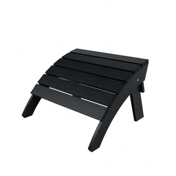 Outdoor Adirondack Chair Folding Ottoman, Black