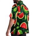 thumbnail image 3 of Watermelon Men's Casual Printed Poplin Short Sleeve Button Down Beach Shirt with Spread Collar Top, 3 of 6