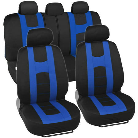 BDK Rome Sport Seat Covers for Car, SUV and Van, Sporty Racing Style Stripes, Split Bench, Side Airbag (Best 3 Seat Suv 2019)