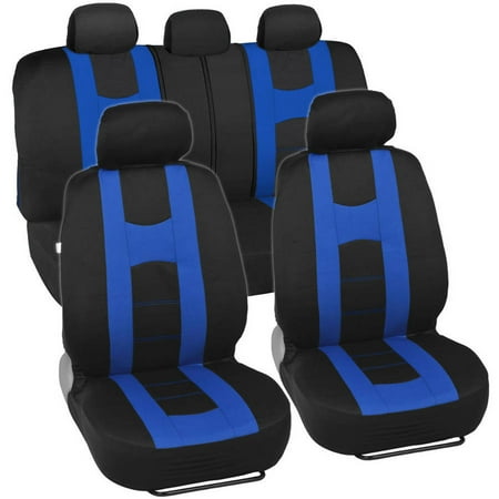 BDK Rome Sport Seat Covers for Car, SUV and Van, Sporty Racing Style Stripes, Split Bench, Side Airbag Compatible
