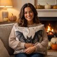 thumbnail image 4 of Halloween Vintage Bats Throw Pillow Cover, Branch Print, 18x18 Linen Cushion Case, Hidden Zipper, Gothic Decor for Sofa Home by MPOISVA, 4 of 6