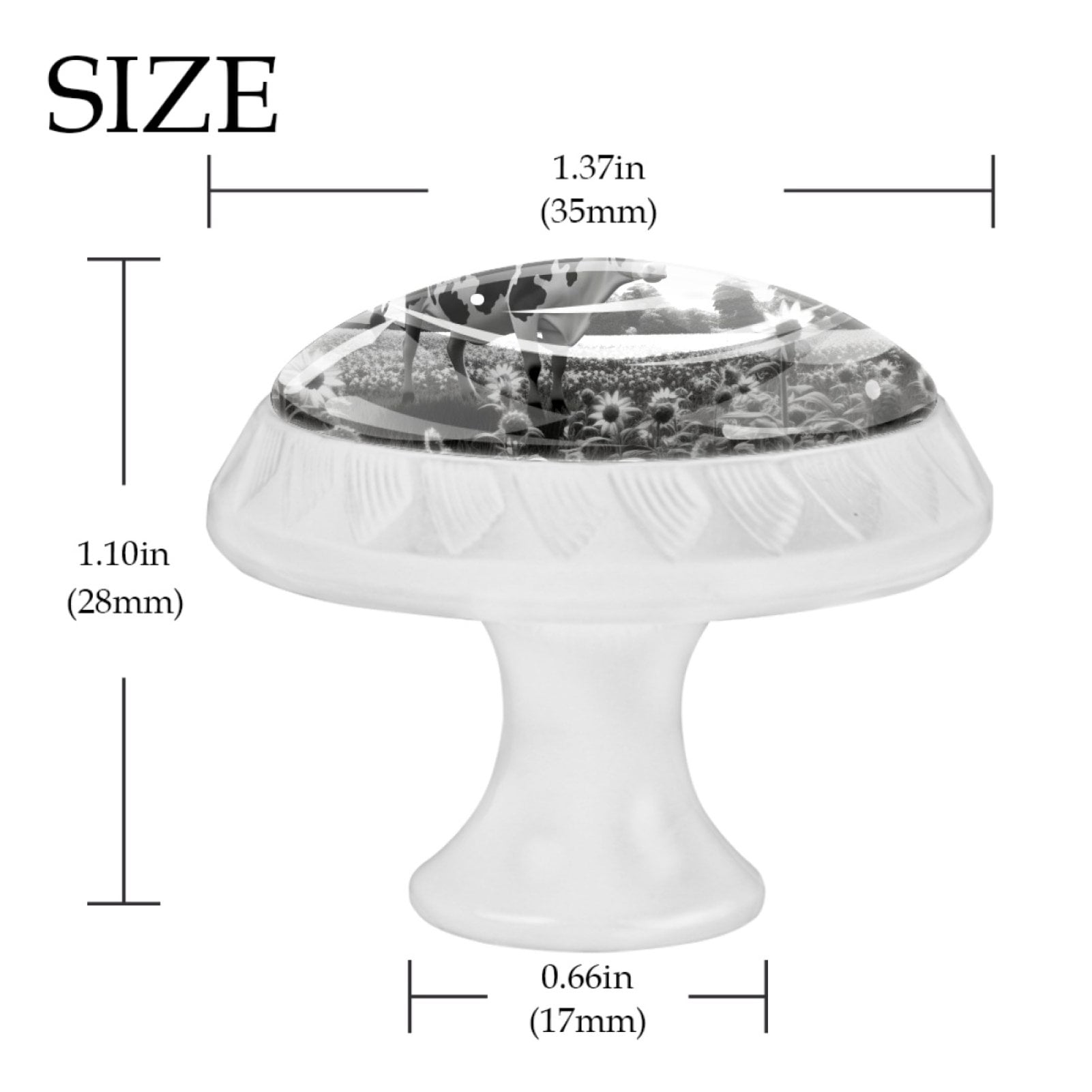 4 Pcs Cow and Sunflower Knobs for Kitchen Cabinet Cupboard Dresser Bookcase Drawer Pulls Handles Round Home Decor