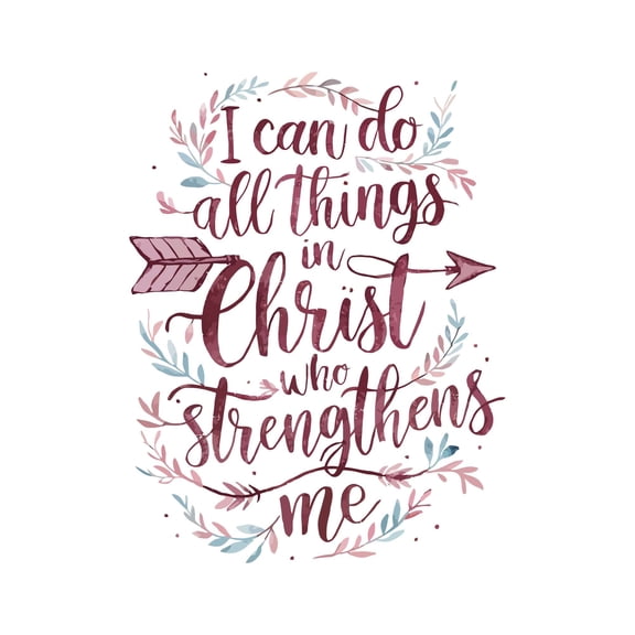 Christ Who Strengthens Me Empowering Fortifying Inspiring Faithful Religious Wall Art Sticker Designs Vinyl Stickers For Home House Walls Rooms Windows Bedroom Decoration Size (12x12 inch)