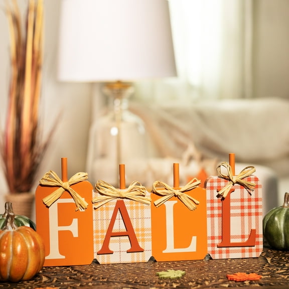 Northlight Plaid Pumpkins Wooden Fall Harvest Sign - 11"