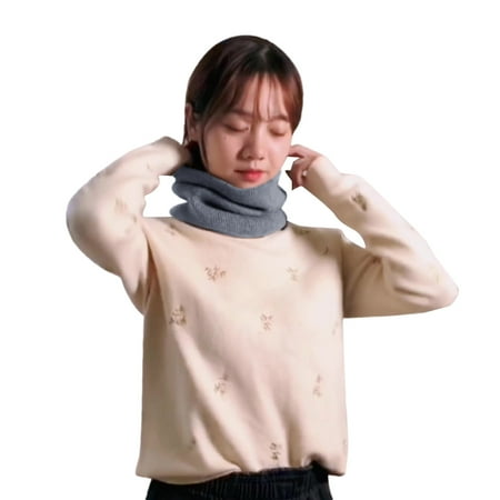 

mveomtd Women&Men Winter Slouchy Knit Warm Scarf Knitted Wool Bib Windproof Scarf Silky Scarfs for Men Grey