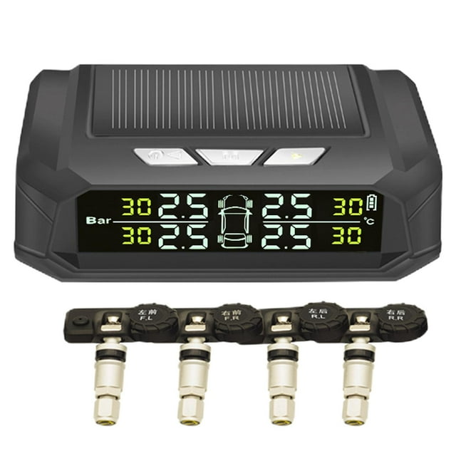 koolsoo TPMS Tire Pressure Monitoring System Solar & USB LCD Display RV Safe Driving Internal Sensors