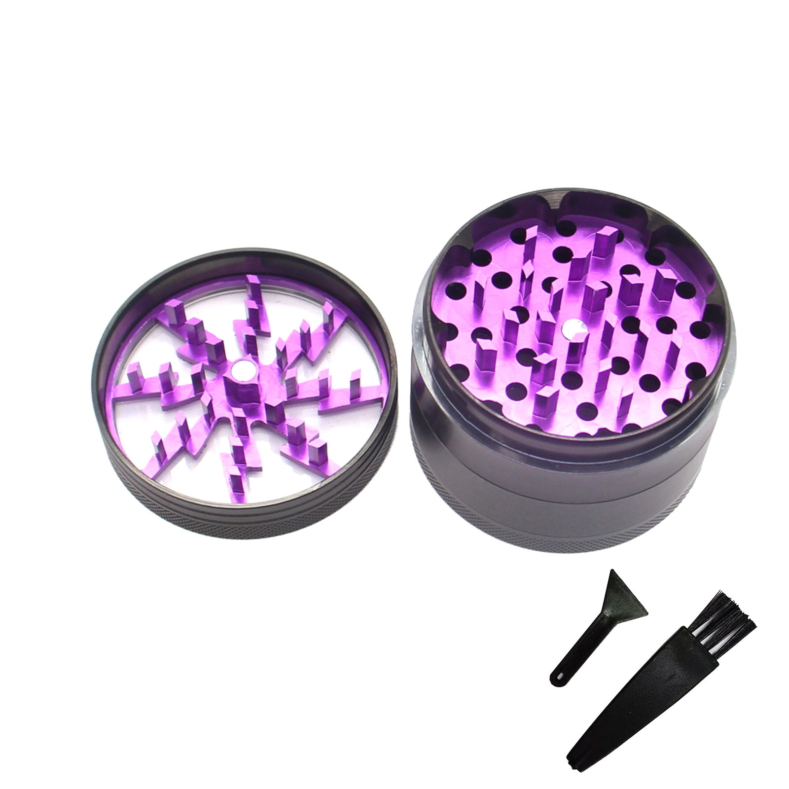 2.4" 4 PC Rainbow Tobacco Herb Spice Grinder W/ Handle Crank & Drawer Crusher 