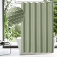 thumbnail image 3 of HBBKVI Waffles Textured Heavy Duty Thickend Fabric Shower Curtains 256GSM Luxurys Polyester Cloth Bathroom Shower Curtain with 12 Hooks Green Shower Curtain 71" x 71", 3 of 9