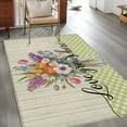 thumbnail image 3 of 3'x5' Area Rugs, Watercolor Flowers Indoor Outdoor Area Rug for Living Room Bedroom, Spring Floral Sage Green Stripes Check Washable Bathroom Rugs Kitchen Floor Carpet Mats Home Decor Aesthetic, 3 of 8