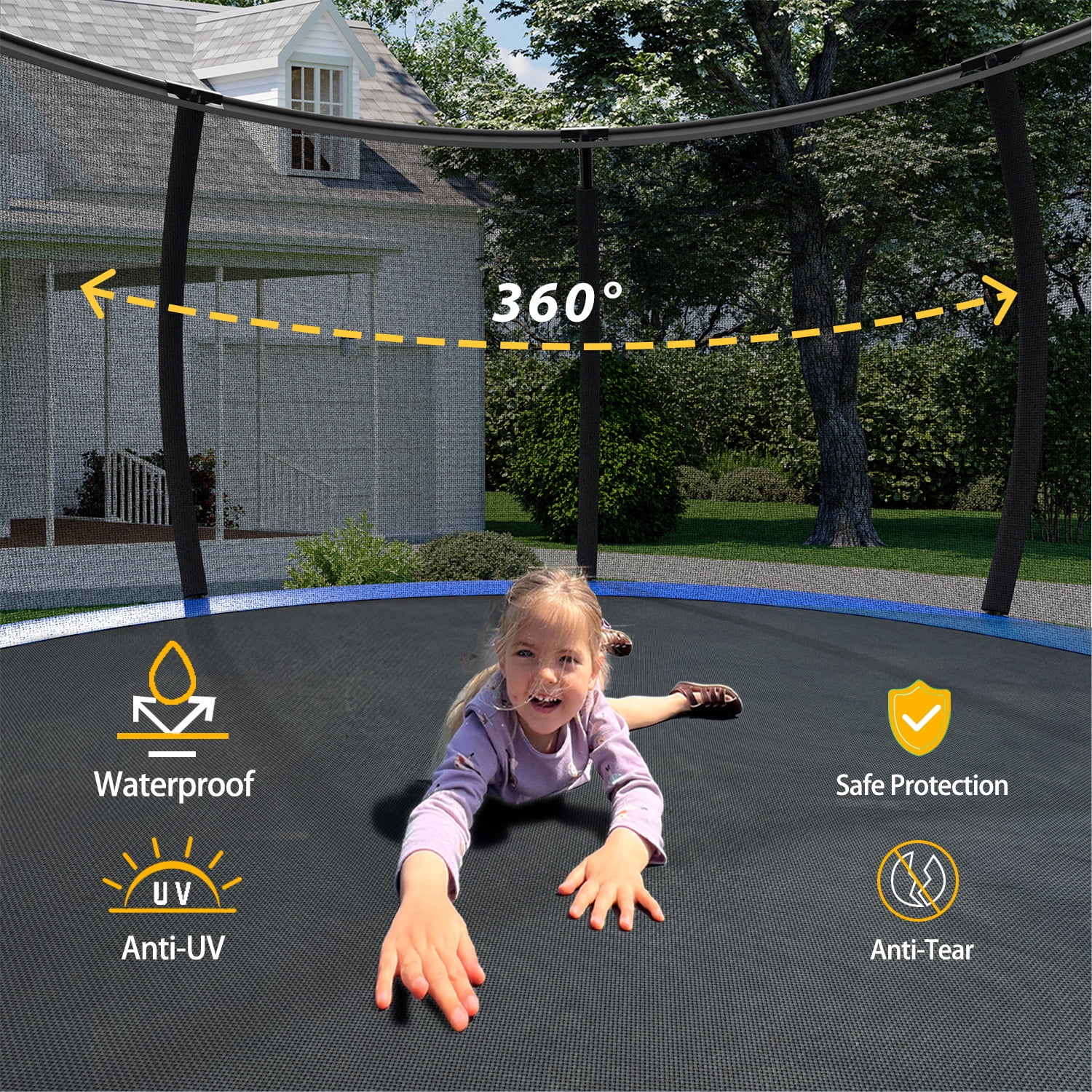 Mini Trampoline 12FT Recreational Kids Trampoline with Safety Enclosure Net & Ladder, Outdoor Recreational Trampolines,Trampoline For Kids