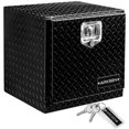 thumbnail image 1 of ARKSEN 18 Inch Heavy Duty Aluminum Diamond Plate Tool Underbody Box Waterproof Square Truck Storage Organizer Chest for Pick Up Truck Bed RV Trailer with T-Handle Lock and Keys - Black, 1 of 4