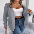 thumbnail image 4 of Womens Open Front Knit Cardigan Long Sleeve Solid Color Pocket Sweater Loose Fall Tops S, 4 of 7