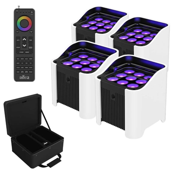 Chauvet DJ Freedom Par H9 IP X4 Complete Up-Lighting Kit with White Sleeves and Handheld Remote Package