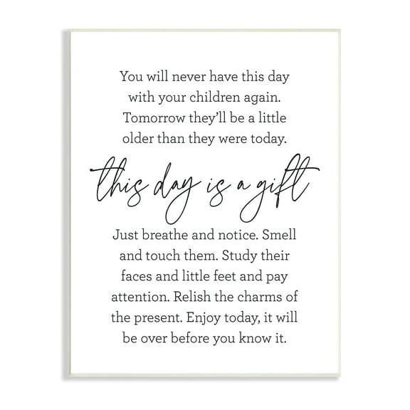 Stupell Industries Today Is A Gift Heartwarming Parenthood Children Quote Graphic Art Unframed Art Print Wall Art, Design by Lettered and Lined