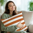 thumbnail image 3 of Decorative Throw Pillow Covers 18x18 Inch Set of 2 Classical Stripe Home Decor Pillow Cases for Couch, Orange Cushion Case for Living Room Bedroom Bed Car Chair, 3 of 9