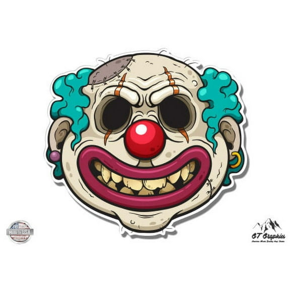 Zombie Clown - 3" Vinyl Sticker - For Car Laptop I-Pad Phone Helmet Hard Hat - Waterproof Decal