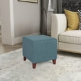 thumbnail image 2 of Joveco 16" Cube Ottoman Foot Stool Square Fabric Foot Rest Seat with Wood Legs (Blue), 2 of 8