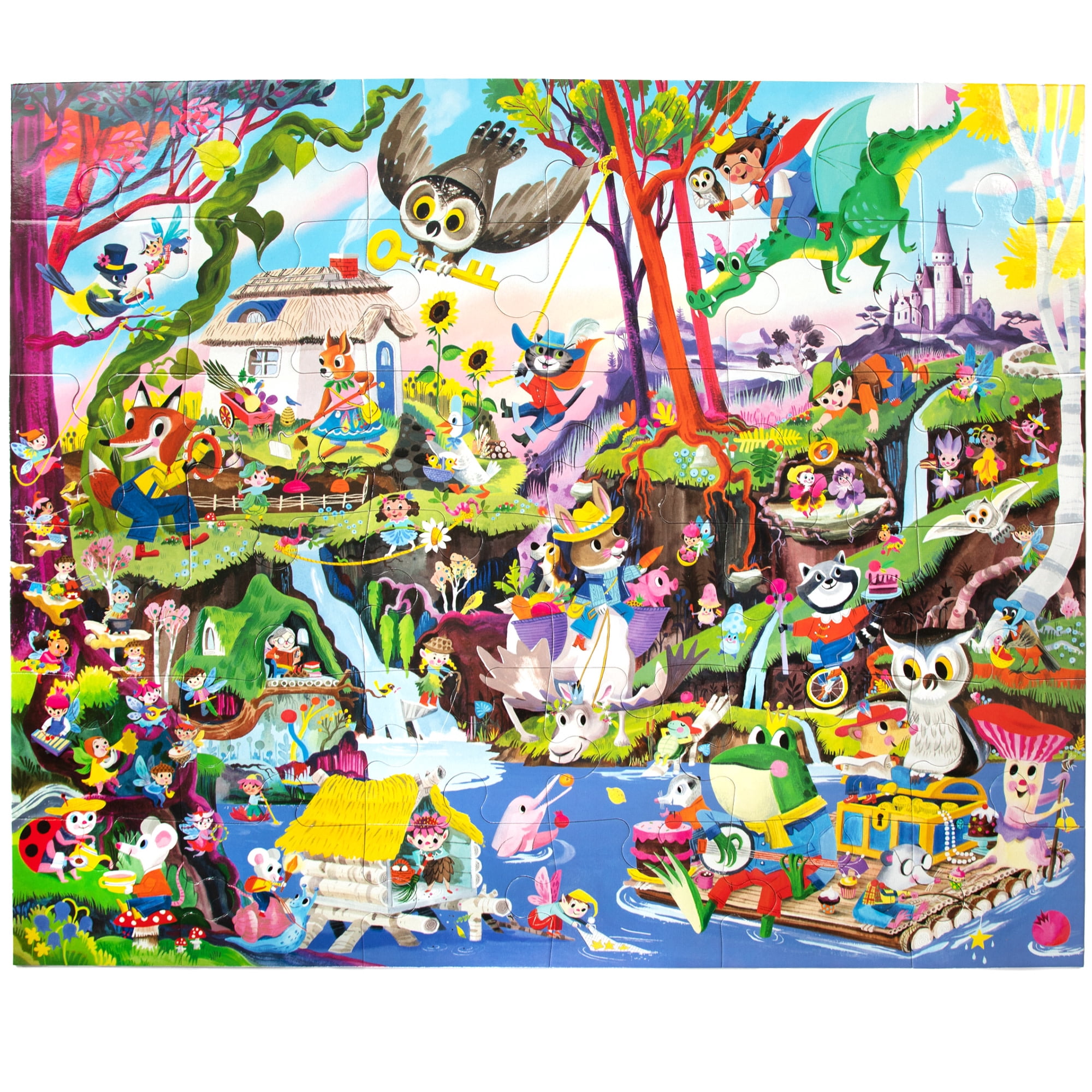 eeBoo: Fairies & Tales - 36 Piece Giant Puzzle - 24.4" x 20" Jigsaw, Oversized Colorful High-Quality Pieces, Childrens Fantasy Puzzle, Kids Ages 4+